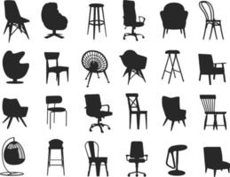 conjunto de siluetas de silla vector
