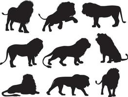 lion silhouettes set vector