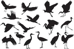 herons silhouettes set vector