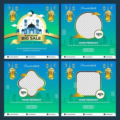 Islamic ramadan kareem sale social media post template