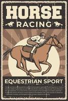 Retro vintage illustration vector graphic of Horse Racing Equestrian Sport fit for wood poster or signage