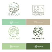 logotipo de árbol abstracto para bosque y naturaleza de parque. con una combinación de elementos de línea .vector para diseños de negocios, agricultura, conceptos ecológicos, vegetación y belleza natural. vector