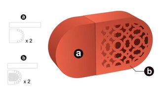 embalaje en forma de cápsula con plantilla troquelada con patrón estampado y maqueta 3d vector