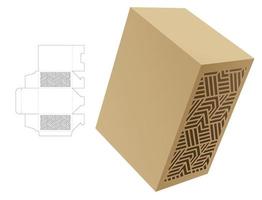 stenciled pattern packaging box die cut template and 3D mockup vector