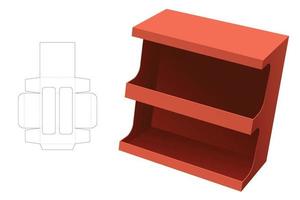 caja con plantilla troquelada de 2 ventanas y maqueta 3d vector