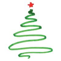 árbol de navidad ilustración dibujada a mano aislada sobre fondo blanco. elemento de diseño de vector colorido de invierno de vacaciones para tarjeta, impresión, web, diseño, decoración