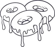 Cute ring donuts illustration monochrome vector