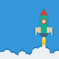 Editable Paper-like Style Space Rocket Launching Vector Illustration for Text Background of Astronomy or Business Related Purposes