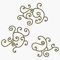 Editable Three Arabesque Swirl Lines Motif Vector Pattern To Be Used as Additional Parts of Web or Print Elements