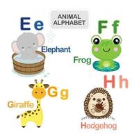 Cute animal alphabet from Letter E to H vector