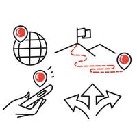 hand drawn doodle GPS location map illustration vector