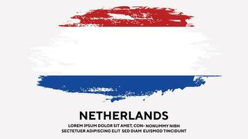 Faded grunge texture Netherland colorful flag design vector