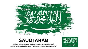 vector de diseño de bandera árabe saudí de textura grunge descolorida colorida