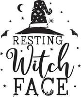 Resting Witch Face, Happy Halloween, Vector Illustration File