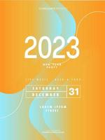 Resumen plantilla de póster de fiesta de año nuevo 2023. fondo de volante abstracto líquido vector