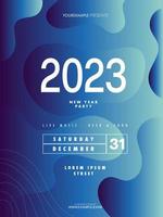 Abstract 2023 new year party poster template. liquid abstract flyer background vector