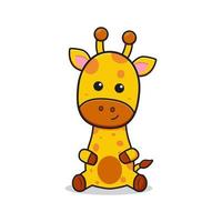 Cute giraffe is sitting mascot character cartoon icon illustration vector