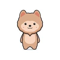 Cute pomeranian dog mascot cartoon icon logo clip art illustration vector