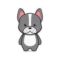 lindo bulldog francés mascota personaje dibujos animados icono vector ilustración