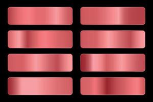 vector conjunto de gradientes de metal de oro rosa de colores.