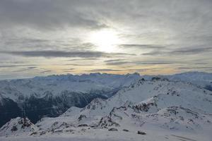 panoramic view  of winter mountains photo