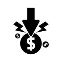 Black decrease icon that is suitable for your financial business vector