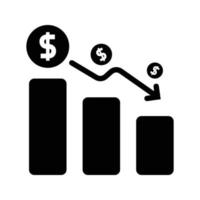Black decrease icon that is suitable for your financial business vector