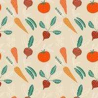 Seamless pattern. Set of vegetables. Vector in cartoon style.