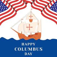 flat design happy columbus day illustration vector