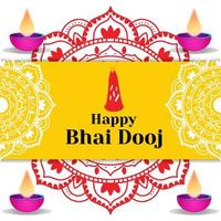 diseño plano feliz del ejemplo de la tarjeta de felicitación de bhai dooj vector