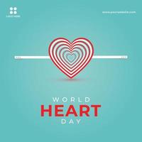 World heart day social media banner background design concept with a realistic heart vector