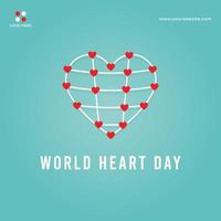 Flat design world heart day social media banner background concept vector