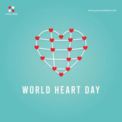 Flat design world heart day social media banner background concept