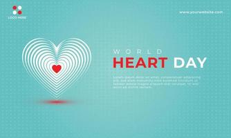 Flat design world heart day social media banner background concept vector