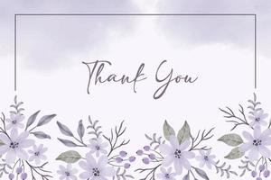 Watercolor purple floral and leaves frame background vector