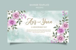 banner de boda dibujado a mano acuarela horizontal vector