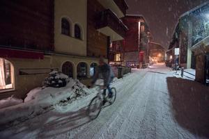 Switzerland, 2022 - snowy streets of the Alpine mountain village photo