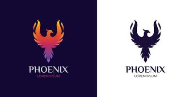 impresionante vuelo phoenix gradiente logo vector ilustración dos versiones