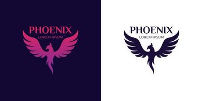impresionante vuelo phoenix gradiente logo vector ilustración dos versiones