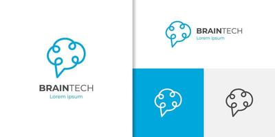 diseño de icono de logotipo de tecnología de cerebro simple con inteligencia artificial y concepto de logotipo de tecnología vector