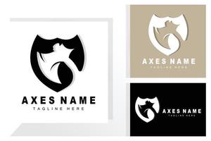 Ax Logo Design, War Tool Illustration and Woodcutter Vector