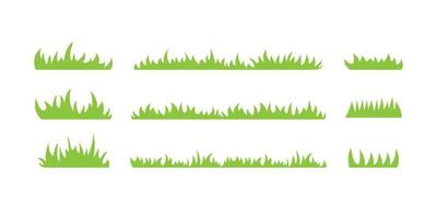 Set of flat grass elements illustration vector