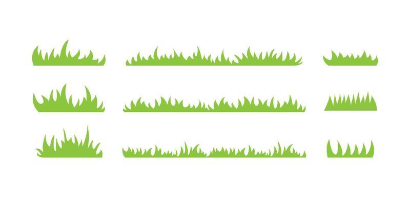 Set of flat grass elements illustration