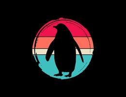 Penguin animal retro illustration vector