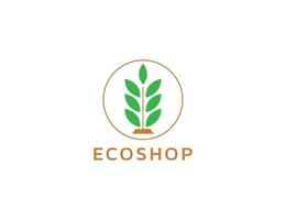 logotipo de tienda ecológica con ilustración de hoja vector