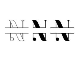 diseño de logotipo dividido letra n para plantilla de nombre vector