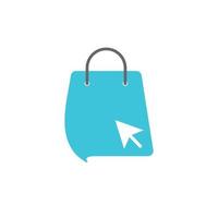 logotipo de la tienda en línea con ilustración de bolsa de compras vector