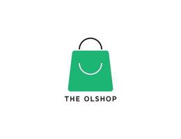 logotipo de la tienda en línea con ilustración de bolsa de compras vector