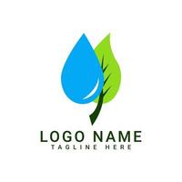 Leaf and Water Drop Simple Logo Design vector