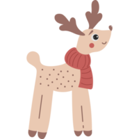 Cute deer. Cute animal in a knitted scarf png